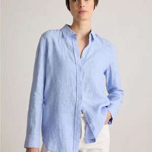 Quince 100% European Linen Long Sleeve Shirt - French Blue